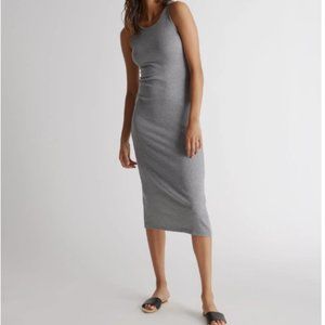 NWT! Quince Tencel Rib Knit Sleeveless Dress, Heather Grey, XS